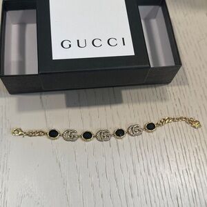 Black and crystal GG bracelet